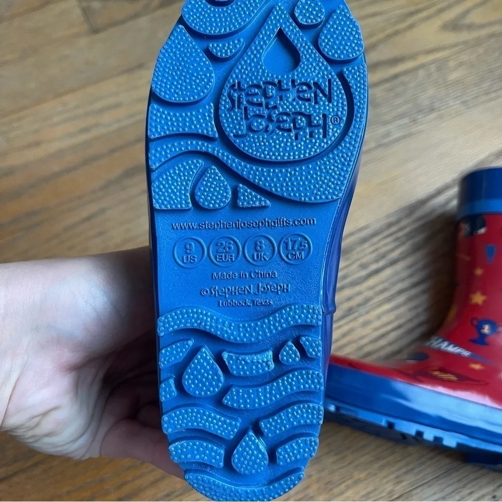 NEW Stephen Joseph Youth Sports Rain Boot Red Blue Size 9 NWT